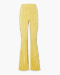 Alessandra Rich Metallic crochet-knit flared pants - Yellow Yellow