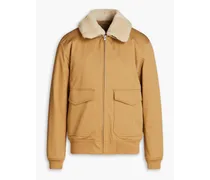 Cotton-blend gabardine bomber jacket - Neutral