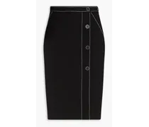 Topstitched twill skirt - Black