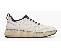 Gomma Run perforated textured-leather sneakers - White