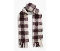 Fringed checked alpaca-blend scarf - Burgundy