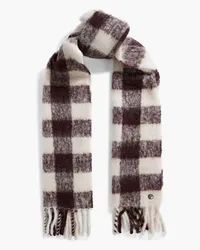 Rag & Bone Fringed checked alpaca-blend scarf - Burgundy Burgundy