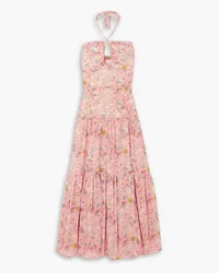 Marysia Chalmers tiered printed cotton-voile maxi dress - Pink Pink