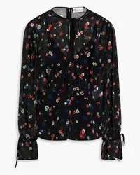 RED Valentino Floral-print georgette blouse - Black Black