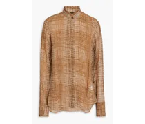 Jordan printed silk-blend crepon shirt - Brown