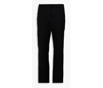 Cropped wool-blend twill slim-leg pants - Black