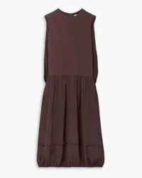 tibi Cape-effect silk midi dress - Brown Brown