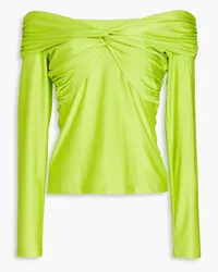 Stine Goya Yuma off-the-shoulder ruched twisted satin top - Green Green