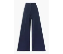 The Leila pleated cotton-jersey wide-leg pants - Blue
