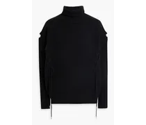 Possibility lace-up ribbed wool and cotton-blend turtleneck sweater - Black