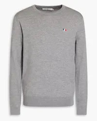 Kitsuné Appliquéd wool sweater - Gray Gray