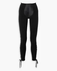 Jean Paul Gaultier Lotta Volkova lace-up satin-paneled crepe leggings - Black Black