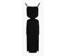 Ruched cutout stretch-crepe midi dress - Black