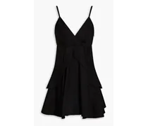 Gisele ruffled woven mini dress - Black