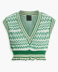 Anna Sui Cropped jacquard-knit cotton-blend vest - Green Green