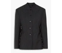 Pinstriped wool-blend blazer - Black