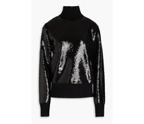 Sequined wool-blend turtleneck sweater - Black