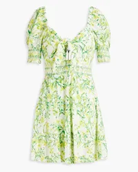 Alice + Olivia Alice Olivia - Kristie smocked floral-print broderie anglaise mini dress - Green Green