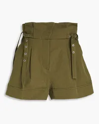 3.1 phillip lim Belted cotton and linen-blend shorts - Green Green