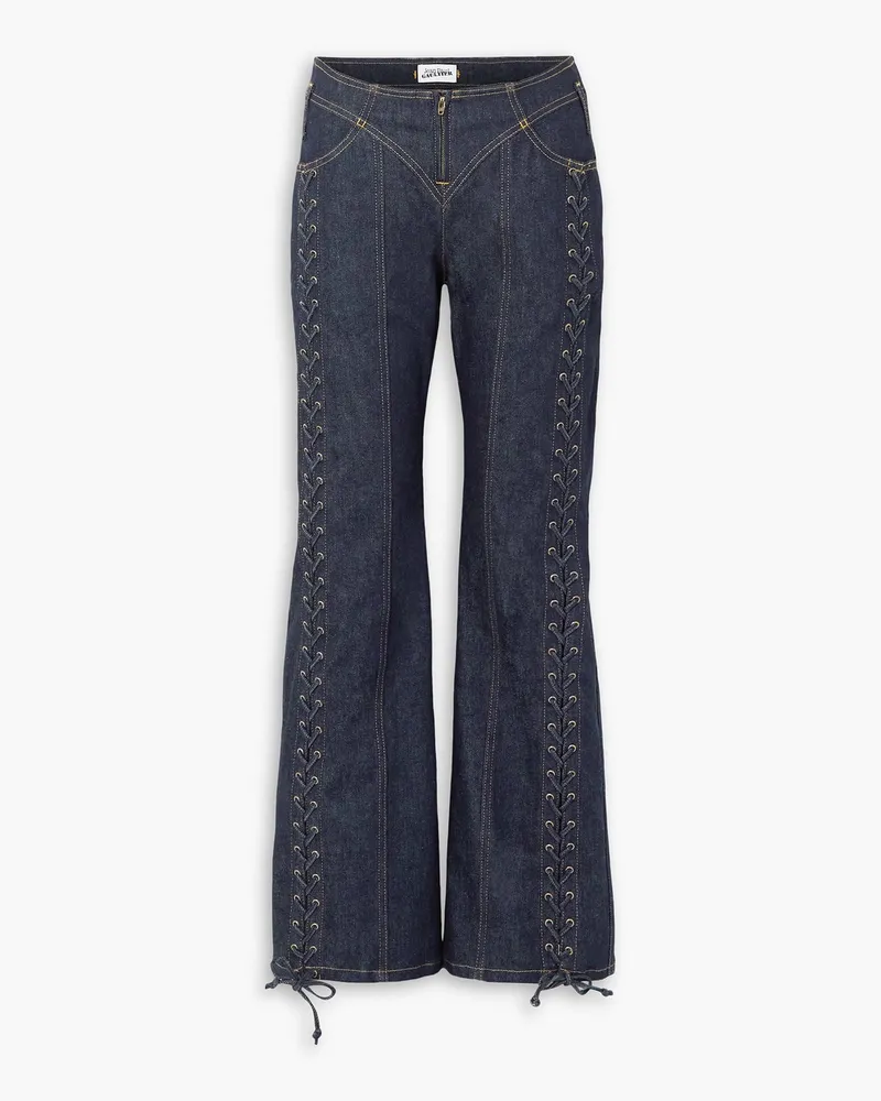 Jean Paul Gaultier Lace-up low-rise wide-leg jeans - Blue Blue