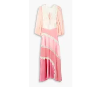 Kinsler paneled satin, chiffon and lace maxi dress - Pink