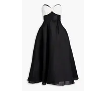 Strapless twill-paneled silk-faille midi dress - Black