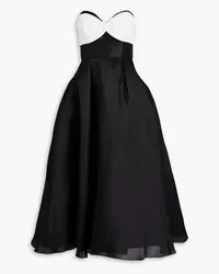 Carolina Herrera New York Strapless twill-paneled silk-faille midi dress - Black Black