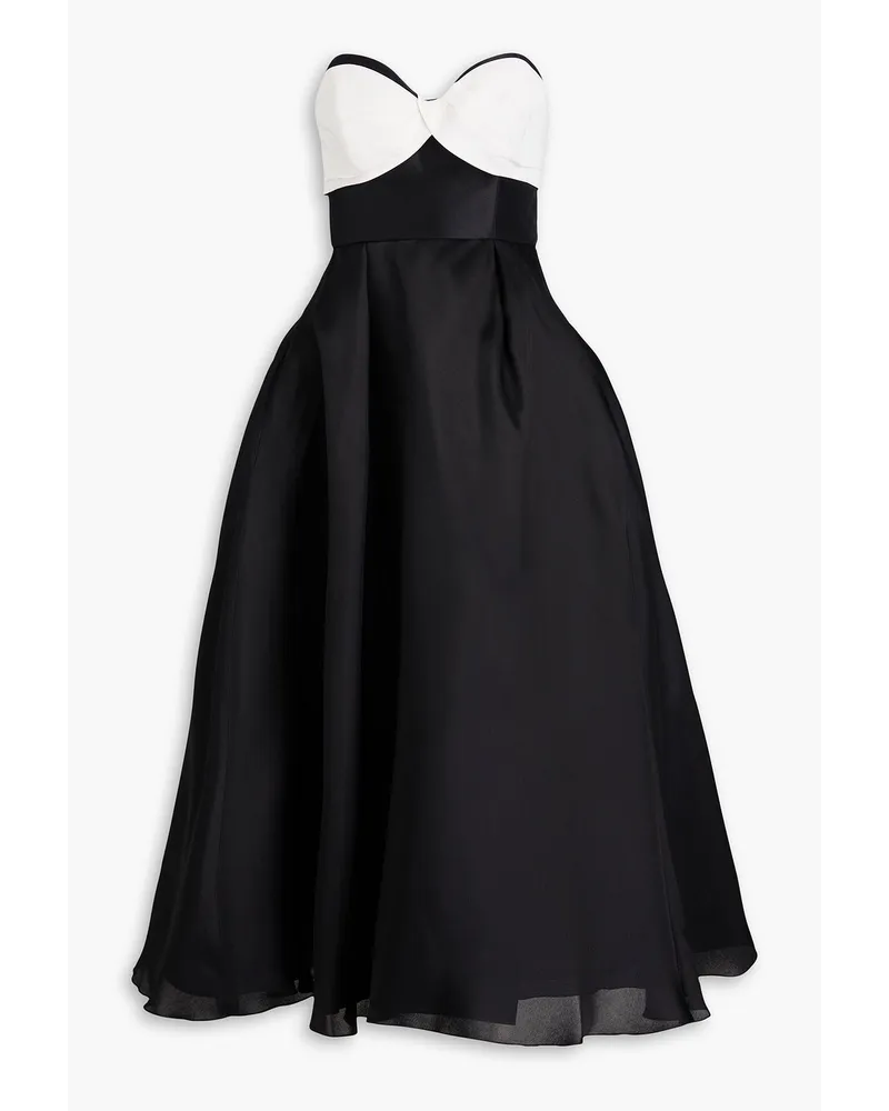 Carolina Herrera New York Strapless twill-paneled silk-faille midi dress - Black Black