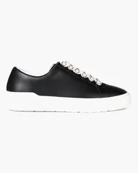 Stuart Weitzman Excelsa faux pearl-embellished leather sneakers - Black Black