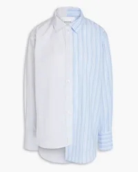 Frame Denim Asymmetric two-tone striped cotton-poplin shirt - Blue Blue