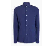 Marcio cotton and linen-blend jersey shirt - Blue