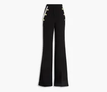 Embellished crepe wide-leg pants - Black
