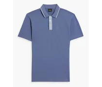 Cotton-blend piqué polo shirt - Blue
