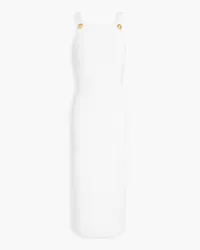 Balmain Open-back ribbed pointelle-knit midi dress - White White