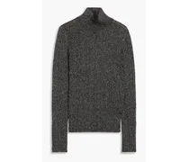 Lexi metallic cotton-blend turtleneck sweater - Gray