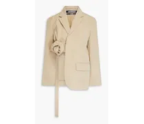 Baccala asymmetric knotted crepe blazer - Neutral