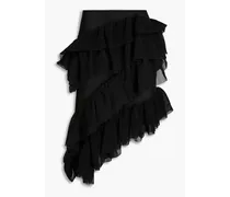 Tanaz asymmetric tiered knitted midi skirt - Black