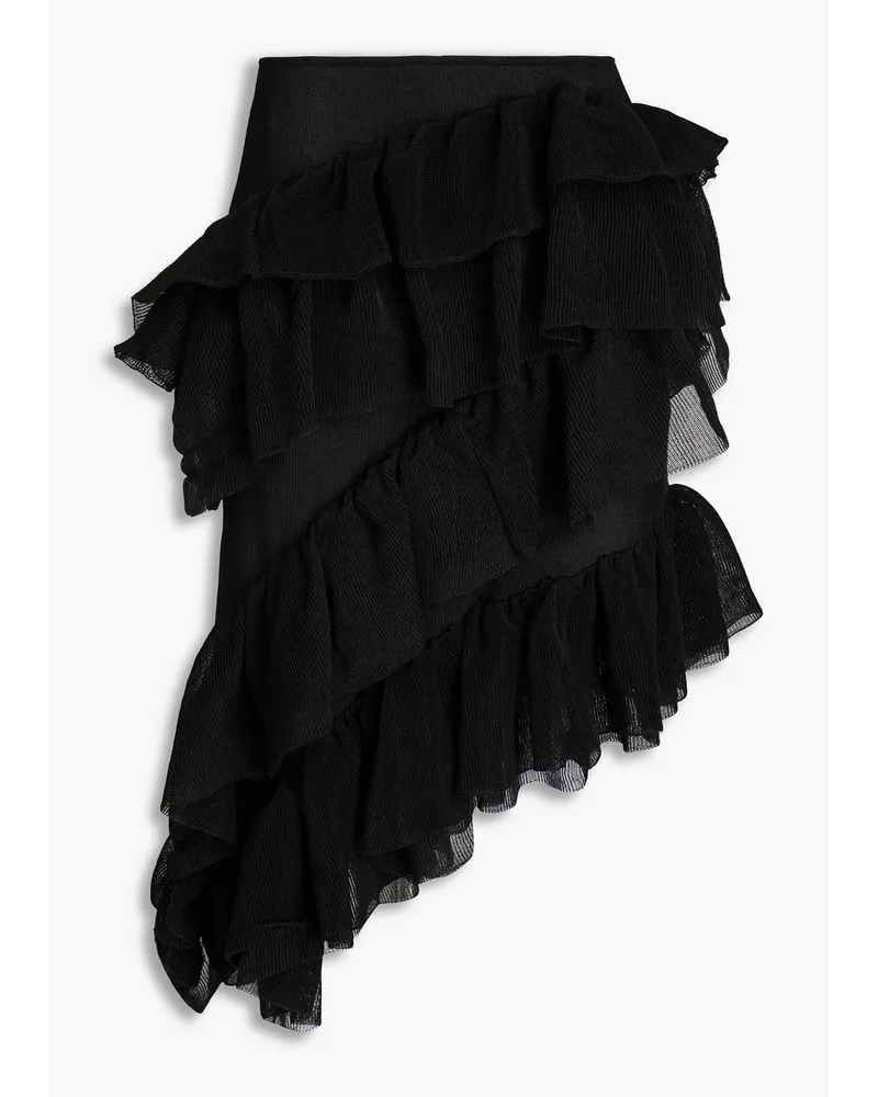 Cult Gaia Tanaz asymmetric tiered knitted midi skirt - Black Black