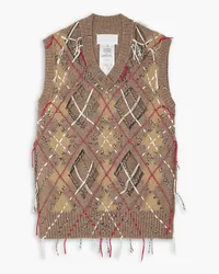 Maison Margiela Cutout embroidered wool-blend vest - Brown Brown