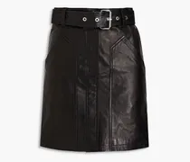 Rebi belted pebbled-leather mini skirt - Black
