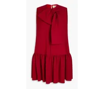 Petra bow-detailed crepe mini dress - Red