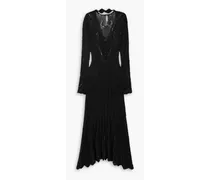 Open-knit scalloped maxi dress - Black