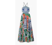 Pitta cutout embellished printed crepe de chine maxi dress - Multicolor