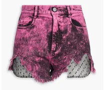 Frayed bleached denim shorts - Pink