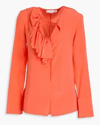 Victoria Beckham Ruffled silk crepe de chine blouse - Orange Orange