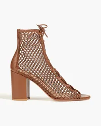 Gianvito Rossi Leather and fishnet ankle boots - Brown Brown