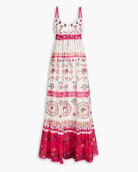 Saloni Naki cutout printed linen maxi dress - Pink Pink