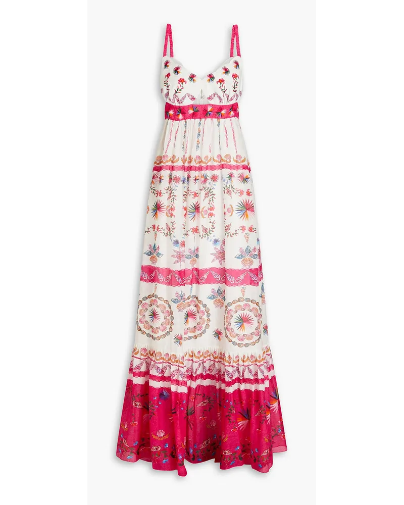 Saloni Naki cutout printed linen maxi dress - Pink Pink