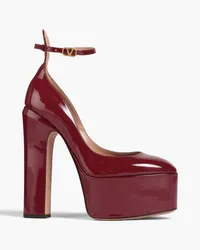 Valentino Garavani Tan-Go patent-leather platform pumps - Burgundy Burgundy