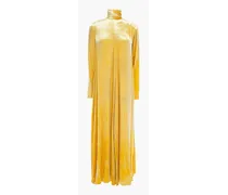 Crushed-velvet turtleneck maxi dress - Yellow